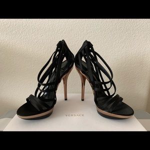 Black Versace Strappy Sandals Size 36.5